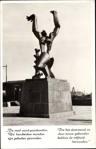 Ak Rotterdam Südholland Niederlande, Monument "Mei 1940 - Verwoeste Stad"