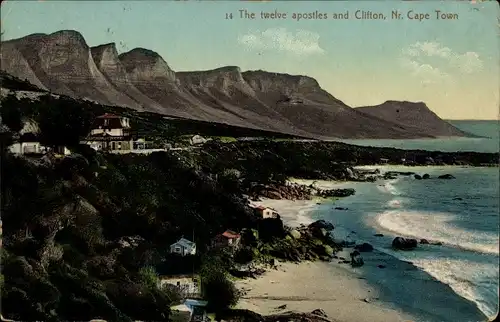Ak Cape Town Kapstadt Südafrika, The twelve apostles and Clifton