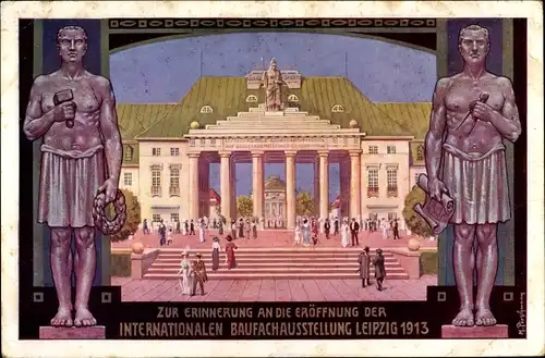 Künstler Ak Leipzig in Sachsen, Internationale Baufachausstellung 1913, Eingang, Reitzenhainer Str.