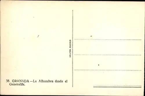 Ak Granada Andalusien Spanien, La Alhambra desde el Generalife