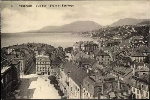 Ak Neuchâtel Neuenburg Stadt, Vue sur l'Evole et Serrieres