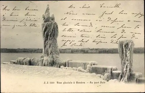 Ak Genève Genf Schweiz, Bise glaciale, Au port Noir