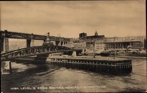 Ak Newcastle upon Tyne Northumberland England, High Level & Swing Bridges