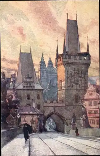 Künstler Ak Setelik, J., Praha Prag Tschechien, Brückentürme