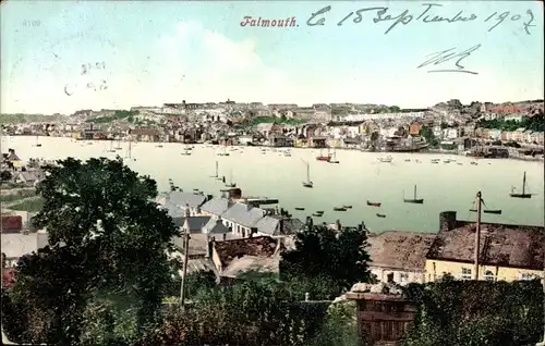Ak Falmouth Cornwall England, Panorama