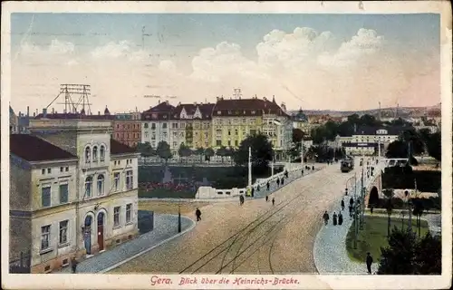 Ak Gera in Thüringen, Blick über die Henrichsbrücke