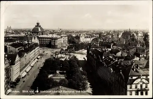 Ak München, Blick von der Matthäuskirche auf Karlsplatz und Stadt