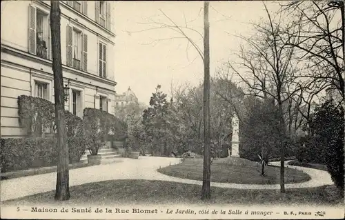Ak Paris XV Vaugirard, Maison de Sante de la rue Blomet, Le Jardin, cote et la Salle a manger