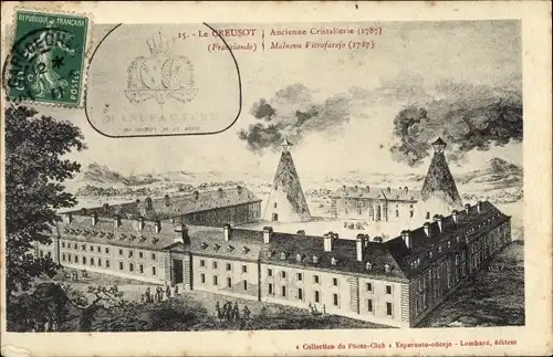 Ak Le Creusot Saône et Loire, Ancienne Cristallerie, Fabrik