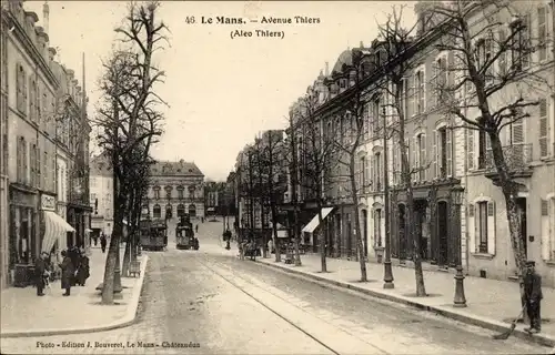 Ak Le Mans Sarthe, Avenue Thiers, Straßenansicht