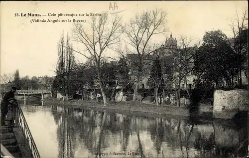 Ak Le Mans Sarthe, Coin pittoresque sur la Sarthe, Fluss