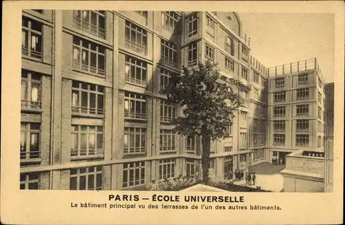 Ak Paris XVI Passy, Ecole Universelle, le bâtiment principal vu des terrasses de l'un des autres