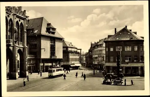 Ak Erfurt in Thüringen, Fischmarkt, Tram, Konsum