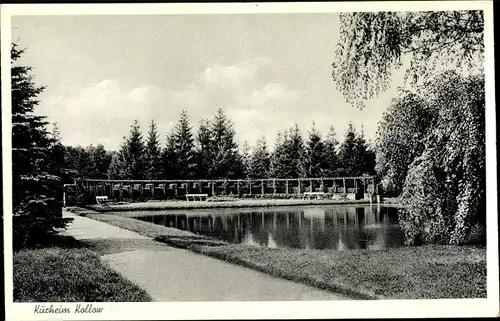 Ak Kollow in Schleswig Holstein, Kurheim Kollow, Park mit Teichpartie