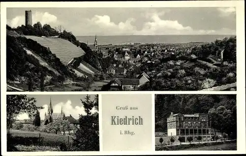 Ak Kiedrich Rheingau, Blick auf Kirche, Stadt, Kindererholungsheim Quellenhof, Panorama