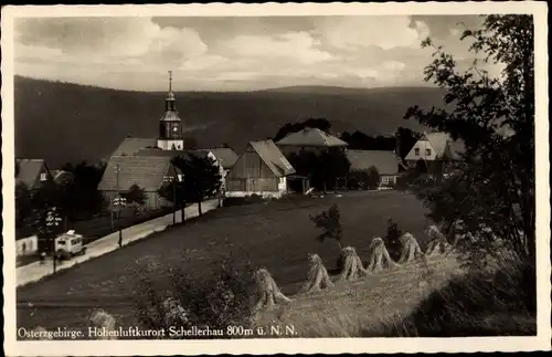 Ak Schellerhau Altenberg im Erzgebirge, Blick auf den Ort, Kirche