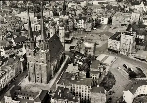 Ak Halle an der Saale, Fliegeraufnahme mit Marktkirche