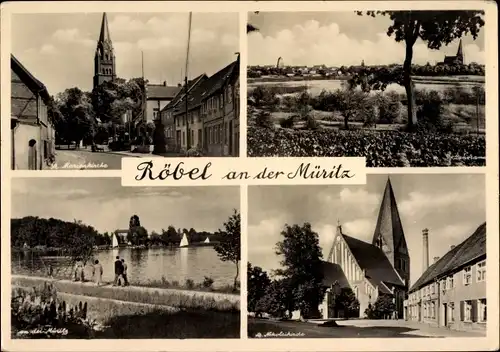 Ak Röbel an der Müritz, St Marienkirche, St Nikolaikirche, Müritz
