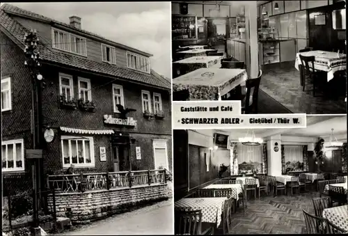 Ak Gießübel Schleusegrund Thüringen, Gaststätte und Café Schwarzer Adler