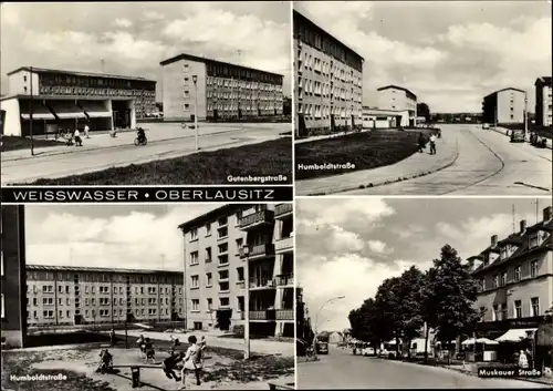 Ak Weißwasser in der Oberlausitz, Muskauer Straße, Humboldtstraße, Gutenbergstraße, Spielplatz