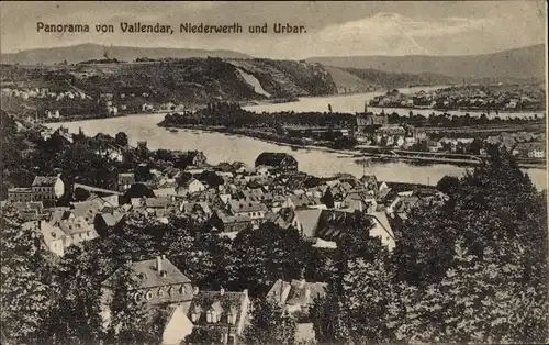 Ak Vallendar am Rhein, Panorama von Vallendar, Niederwerth und Urbar