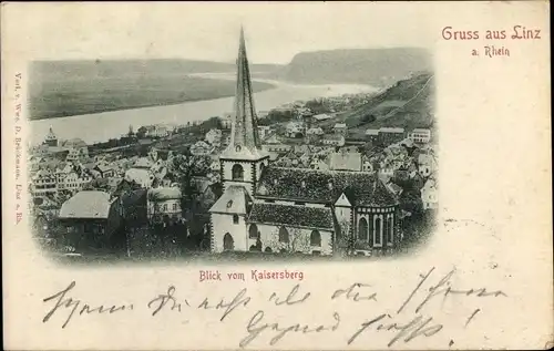 Ak Linz am Rhein, Blick vom Kaisersberg, Kirche