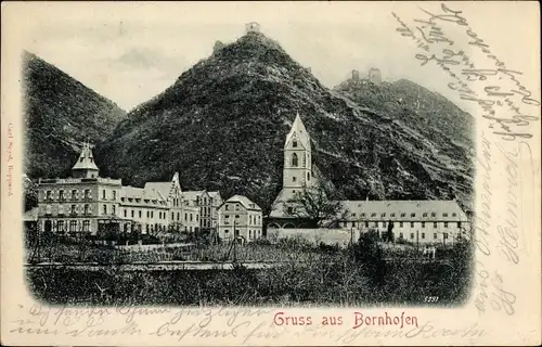 Ak Bornhofen am Rhein, Ortsansicht, Kirche