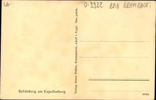 Ak Schönberg am Kapellenberg Bad Brambach im Vogtland, Kirche, Kirchsteig,Felsenpartie am Hirschberg