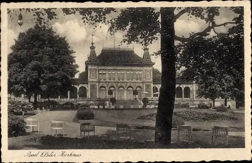 Ak Bad Elster im Vogtland, Kurhaus, Garten mit Bänken