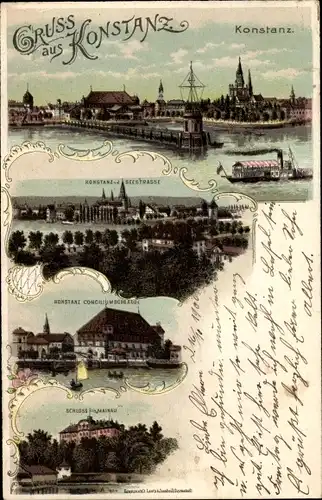 Litho Konstanz am Bodensee, Konziliumsgebäude, Schloss Mainau