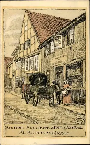 Steindruck Ak Hansestadt Bremen, Aus einem alten Winkel, Kl. Krummenstraße