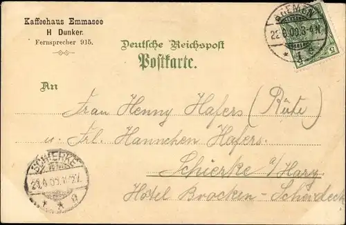 Litho Hansestadt Bremen, Kaffeehaus am Emmasee