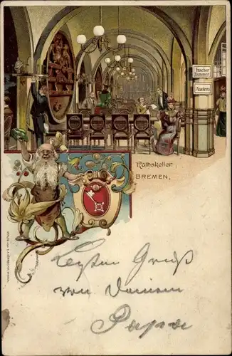 Wappen Litho Hansestadt Bremen, Ratskeller, Zwerg