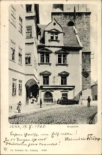 Ak Jena, Blick auf den Burgkeller, Pflasterstraße