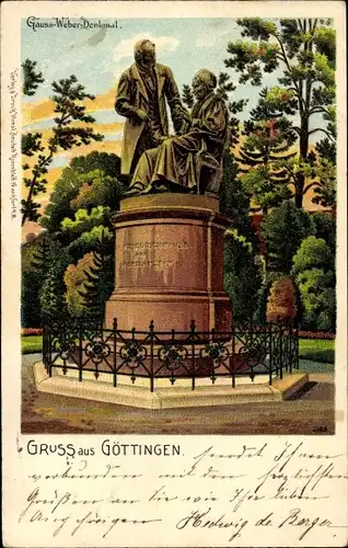Litho Göttingen in Niedersachsen, Gauß Weber Denkmal