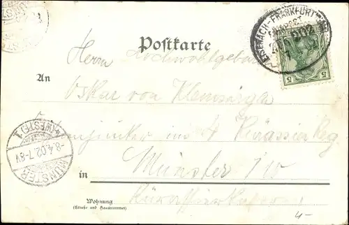 Litho Hanau am Main, Bahnhof, Gleisseite, Gesamtansicht