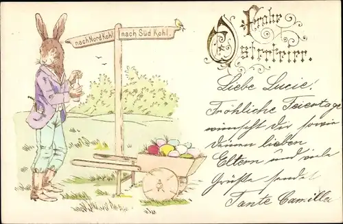 Künstler Ak Osterhase macht Pause, Wegweiser