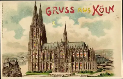 Halt gegen das Licht Litho Köln am Rhein, Dom