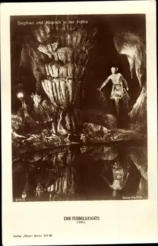 Ak Die Nibelungen, Filmszene, Siegfried und Alberich in der Höhle, Ross 675/3