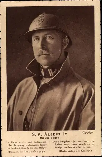 Ak König Albert von Belgien, Roi des Belges, Uniform