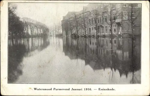Ak Purmerend Nordholland Niederlande, Watersnood Januari 1916, Emmakade