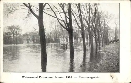Ak Purmerend Nordholland Niederlande, Watersnood Januari 1916, Plantsoengracht