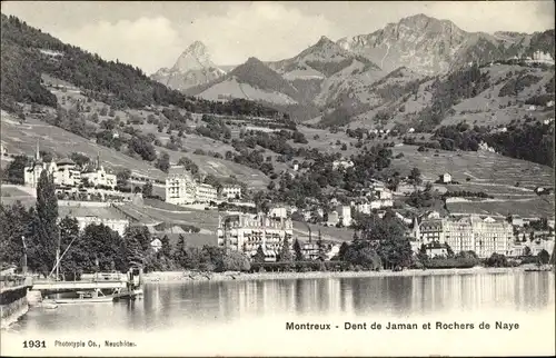 Ak Montreux Kanton Waadt Schweiz, Dent de Jaman, Rochers de Naye, Ortsansicht mit Umgebung