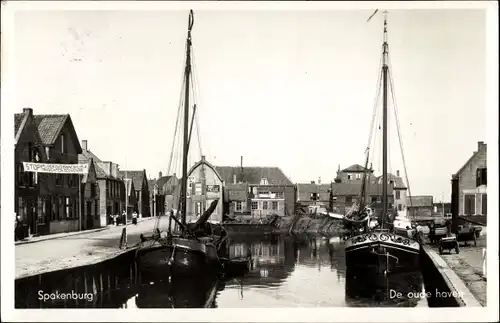 Ak Spakenburg Utrecht Niederlande, De oude haven, alter Hafen, Boote
