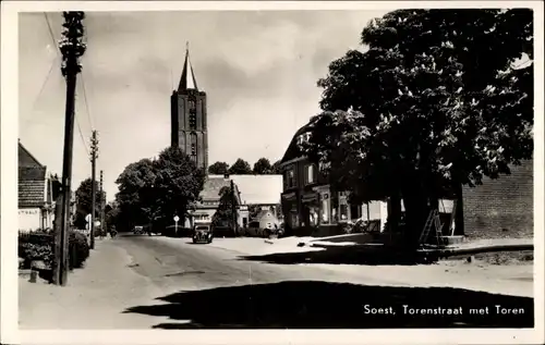 Ak Soest Utrecht Niederlande, Torenstraat met Toren