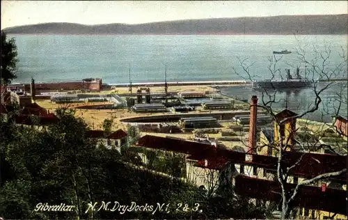 Ak Gibraltar, H.M. Dry Docks N. 1, 2 & 3