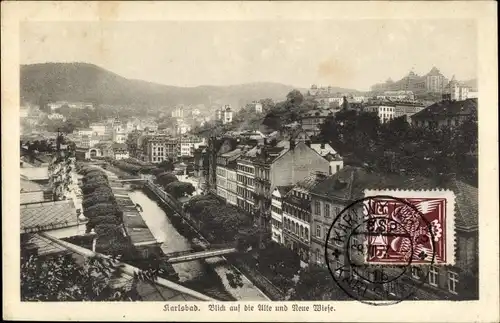 Ak Karlovy Vary Karlsbad Stadt, Alte und neue Wiese