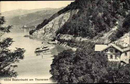 Ak Beatenbucht am Thunersee Kanton Bern, Teilansicht