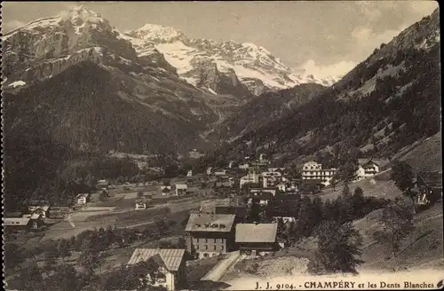 Ak Champéry Kanton Wallis, Panorama mit Dents Blanches
