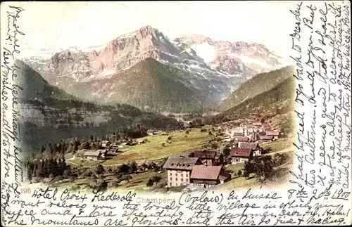 Ak Champéry Kanton Wallis, Ort mit Umgebung